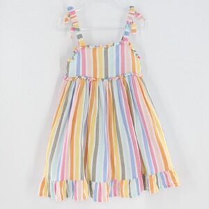 EttaVee Sun Dress Multi-Color Stripe Tie-Shoulder 4T Rainbow